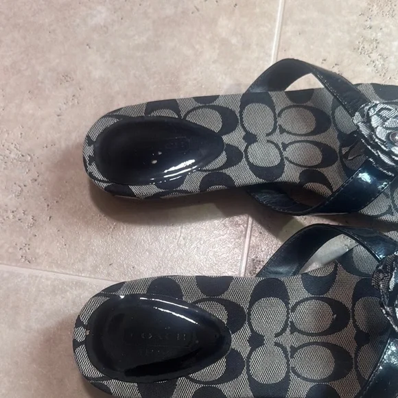 Coach Black and Gray Monogram Sandals - Picture 5 of 5